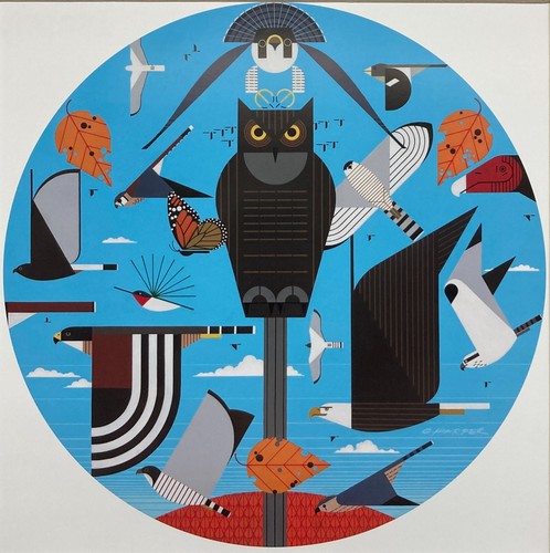 Charley Harper "Hawk Mountain Sanctuary, PA" Custom Framed Art Print, Birds - Picture 2 of 3
