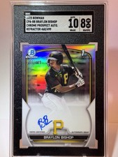 2023 1st Bowman Chrome Prospect Braylon Bishop Auto Refractor Pirates RC /499