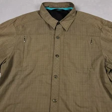 Arc'teryx Ridgeline L/S Olive Plaid Zip Front Pockets Hiking Shirt Mens Sz Med?