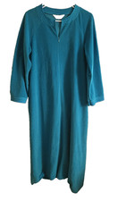 Vintage 70s Vanity Fair Women  s Robe Small Teal Velour Nightgown Lounge