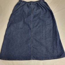 Vtg 70s Denim Midi Skirt Elastic 24-28" Waist Boho Hippie Western Cottage Core