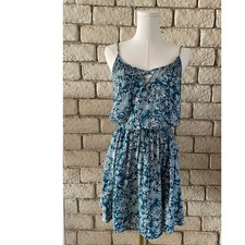 American Eagle Blue Floral Lattice Neck Sundress - Size Small