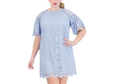 Vince Camuto Lace Flutter Sleeve Sheath Dress Blue Scalloped Lined NWT 24W