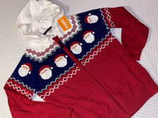 N8 NWT Boys Size 7 GYMBOREE Santa Christmas Hoodie Hooded Full Zip Sweater