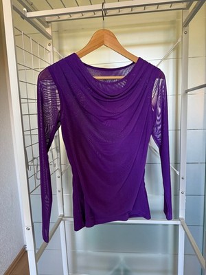 feines, elegantes Shirt Top , XS S 34 36, lila, Wasserfall-Ausschnitt - NEU