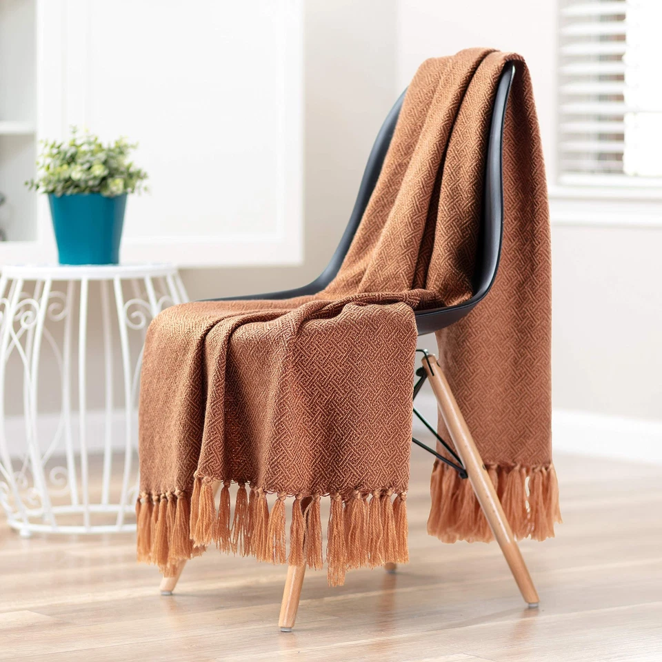 Premium Mini Maze Super Soft Acrylic Throw Blanket with Tassels - Cozy Lightw... - Image 2 of 4