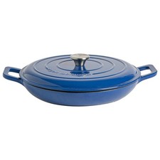 Cast Iron Shallow Casserole Dish with Lid Hob to Oven 2.3 Litre Midnight Blue