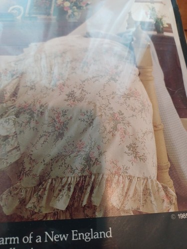 Ralph Lauren Twin Flat Sheet Cream Floral Rose Wisteria Blue Ribbon Vines Vintag - Picture 5 of 13