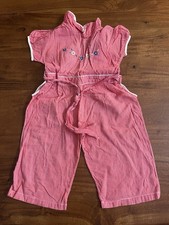 Vintage 1951 Cotton Baby Romper. Red checked with embroidered floral decoration.
