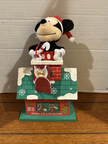 DISNEY Plush Mickey Mouse Top of Wood House Christmas Holiday Advent Calendar. - Picture 1 of 6