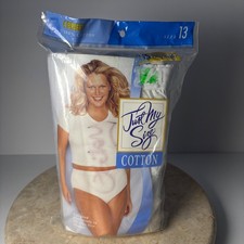 VTG Just My Size 4 Pack White Cotton Briefs Plus Size 13 High Waist Panties