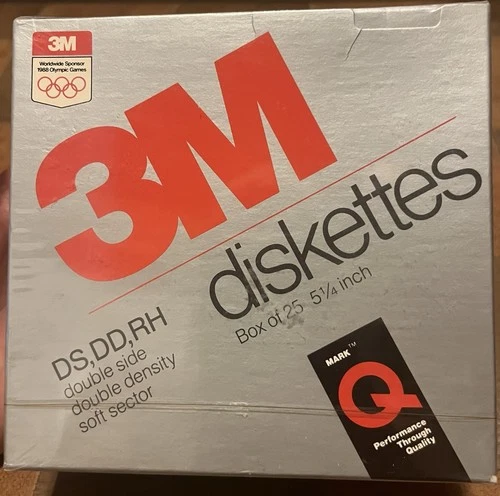 SEALED BOX of 10 5.25" 3M Diskettes DS DD RH