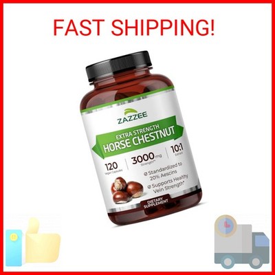 Zazzee Extra Strength Horse Chestnut 10:1 Extract, 3000 mg Strength, 20% Aescins