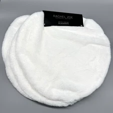 4 Rachel Zoe Round Soft White Faux Fur Placemat Set Winter Holiday Christmas Lux