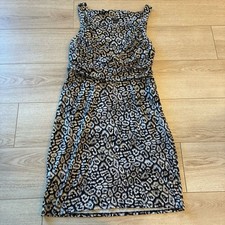 NWT Ann Taylor Ruched Sleeveless Cheetah Leopard Square Neck Dress Size 14