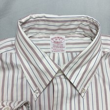 Vintage 80s Brooks Brothers Makers Shirt Mens 16-6 White Red Blue Striped USA