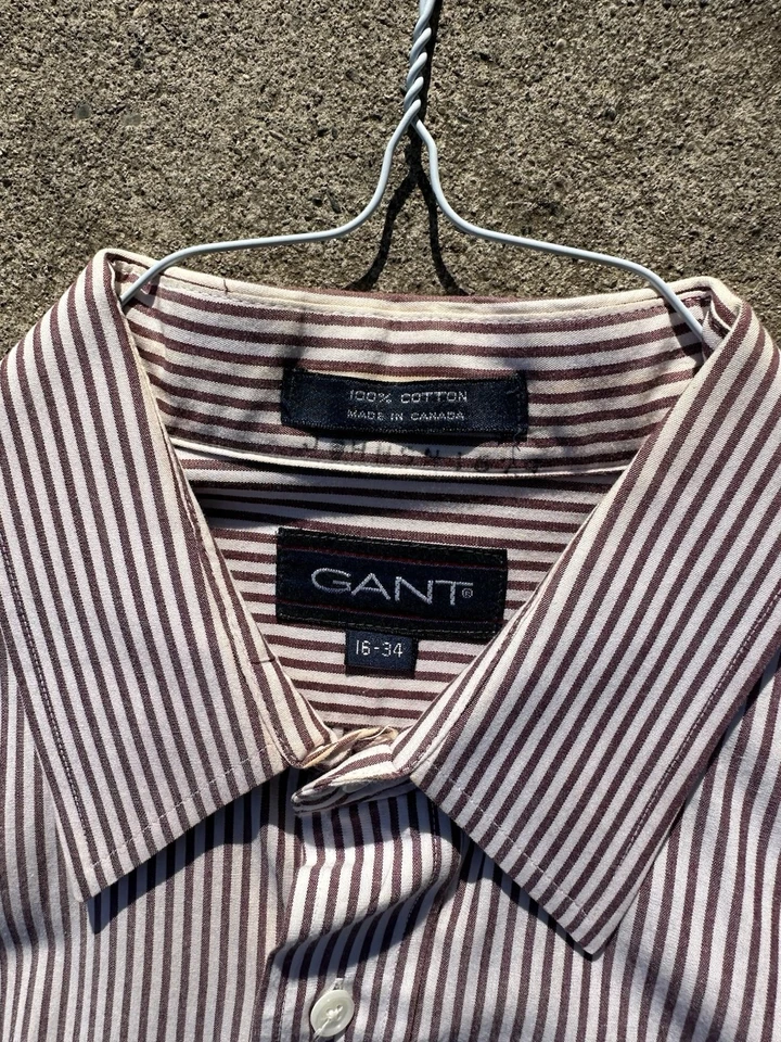 Camisa de vestir para hombre Gant talla 16-34 manga larga rayas abotonadas 100 % algodón Foto 3 de 3