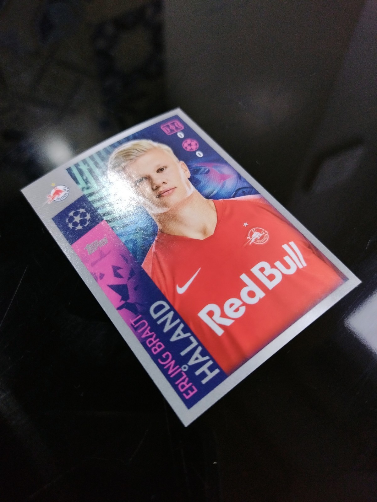 RARE ROOKIE ERLING HAALAND RED BULL SALZBURG TOPPS like PANINI 2019 20 UCL #419 view 3