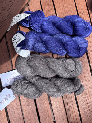 Knit Picks & Uru Yarns Hand Dyed Yarn Lot Merino Cotton Blue Gray Premium Bundle