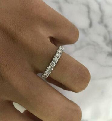 2ct Round Moissanite Half Eternity Elegant Wedding Band 14k White Gold ...
