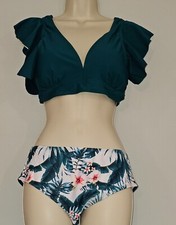 Ladies Teal Green Two-Piece Bikini Swimsuit  Size L  NEW