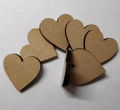 LASERKRIS Madera 60mm x 60mm Corte Láser Amor Corazón 6mm Grueso mdf Artesanía Forma en Blanco Decopage