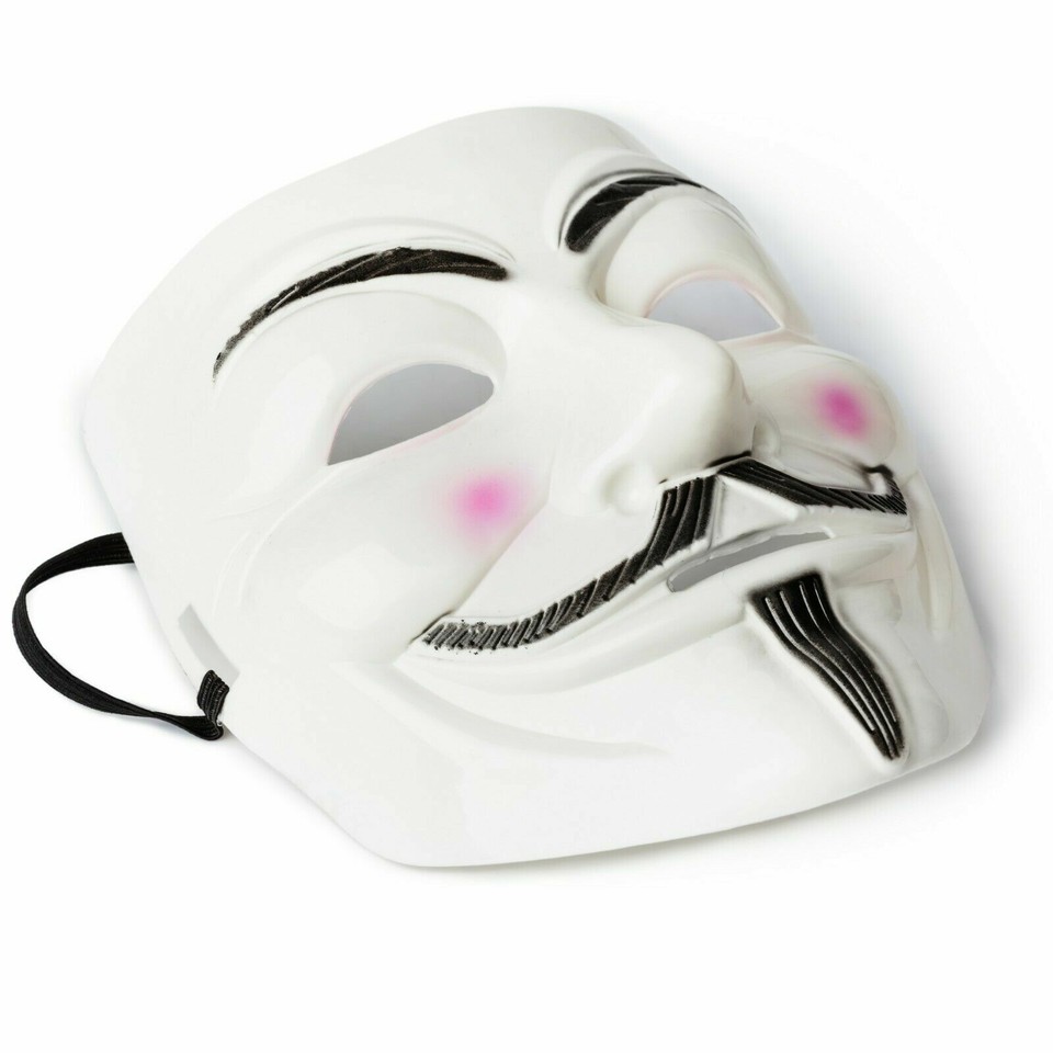 V for Vendetta Hacker Mask Halloween Cosplay Costume Props White ...