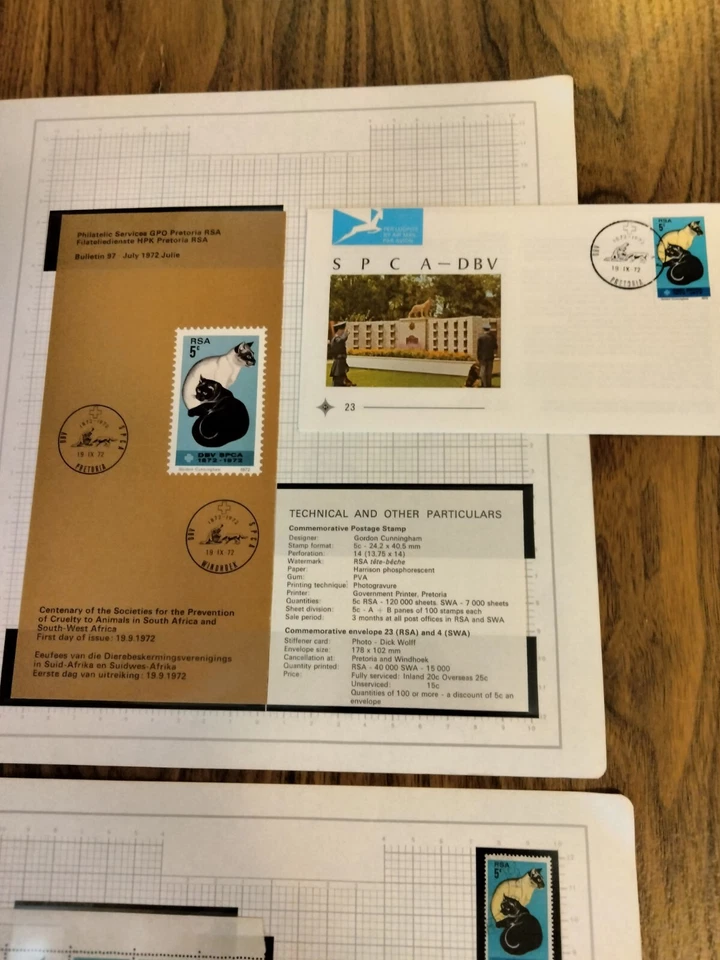 RSA-SOUTH AFRICA- MNH & USED Centenary of the S.P.C.A. 19/09/1972 - Image 2 of 3