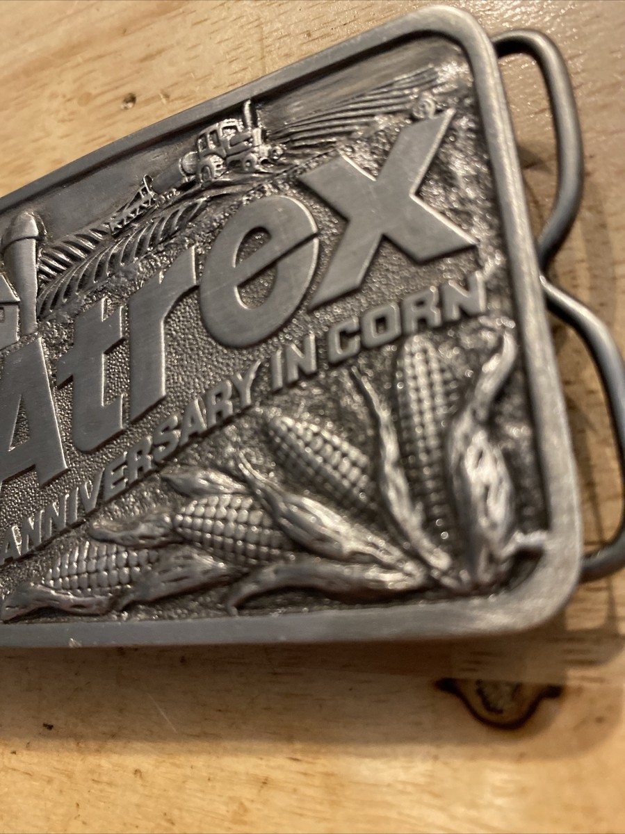 Fibbia Cintura Vintage AAtrex Con Mais E Rodeo, Collezionismo Farmer, Rancher, Anni '80, Patina Unica