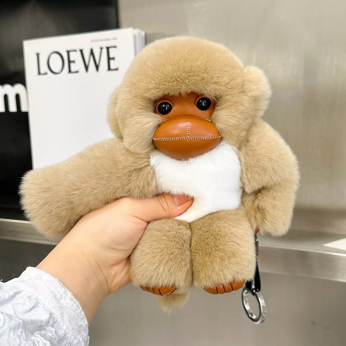 Cute Real Rabbit Fur Monkey Bag Charm Keyring Bag Purse Phone