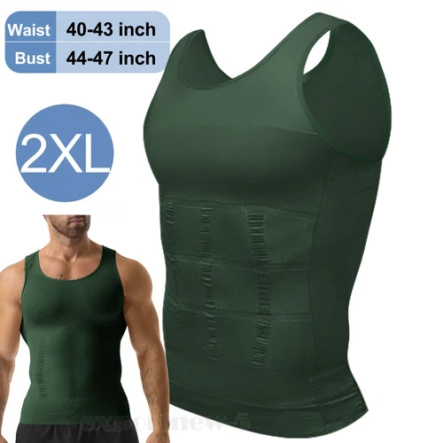 Mens Body Shaper Belly Chest Compression Slimming Shirt Tank Top Abs Girdle Vest - Picture 54 of 56
