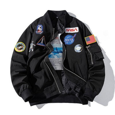 NASA Embroidered Pilot Jacket Cotton Jacket Hip-hop Couple Baseball Jacket Top^^