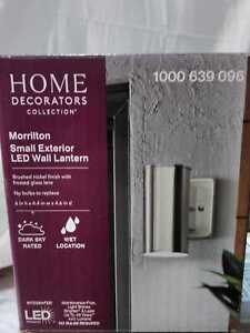 Details about   NEW Brushed Nickel Outdoor LED Wall Lantern Sconce by Home Decorators Collection 
