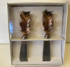 Vintage Midwest BRONZE LEAF set Cheese Butter SPREADERS KNIVES Thanksgiving Fall