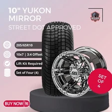 10"  Yukon Mirror Golf Cart Wheels and Tires Combo (205/65-10) Set of 4