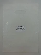 100 Qty. 9 x 12 White Glossy Low Density Merchandise Bag Retail Shopping Bags