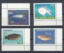 TIMBRE STAMP  4  BANGLADESH Y&T#188-91 POISSON FISH NEUF**/MNH-MINT 1983 ~E37