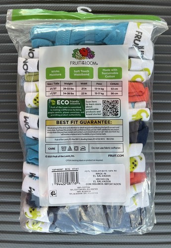 Fruit of the Loom Toddler Briefs Boys 10 Pack Underwear Tag Free 4T/5T Dinosaur - Picture 6 of 8