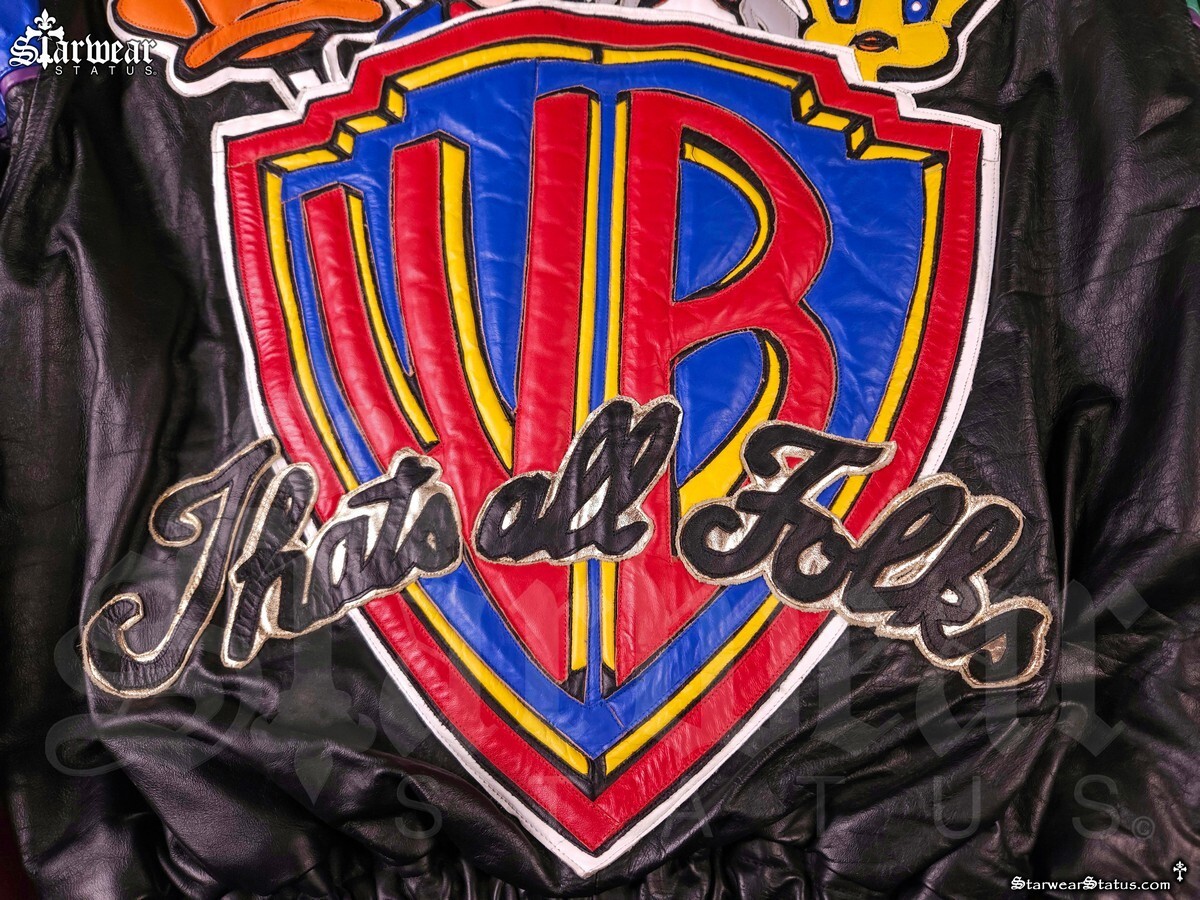 🔥EPIC Vintage 90s LOONEY TUNES Colorful Starter College Leather Racer Jacket L image 6