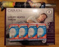 Energy Saving BUNDLE Carmen Luxury Heated Throw Electric Blanket,Reflector,Bulbs