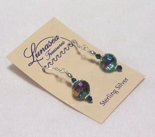 LUNASEA TREASURES AQUA RAINBOW AB FACETED GLASS BEADED STERLING SILVER EARRINGS