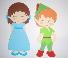 Peter Pan and Wendy Paper Die Cut Paper Doll Scrapbook Embellishment