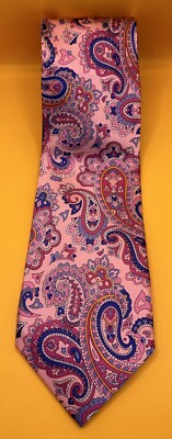 NWT Croft & Barrow Mens Pink Paisley 100% Silk Tie Necktie