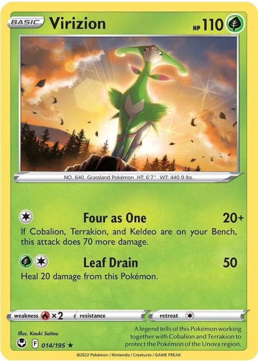 Virizion 014/195 Rare Non-Holo Silver Tempest Pokemon TCG - Near