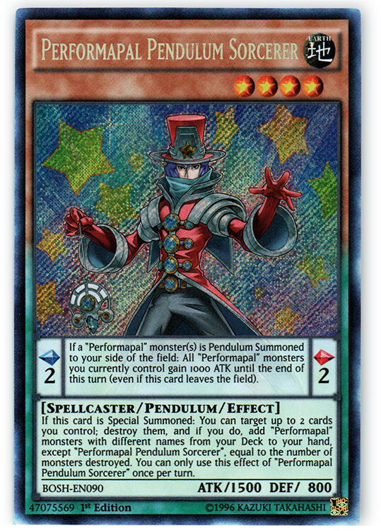 YuGiOh Breakers of Shadow Secret Rare Performapal Pendulum Sorcerer Bosh-en090
