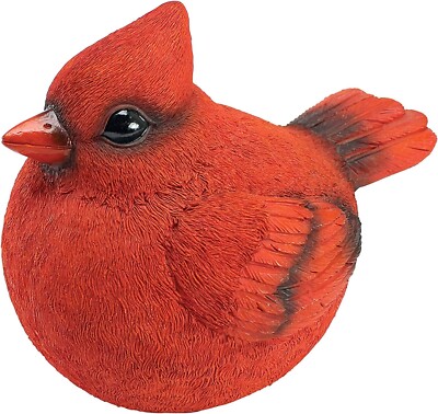 Cardinal Statue Burly Hand Painted Bird Figurine Garden Indoor Outdoor Red 7in