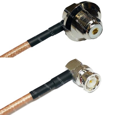 RG400 UHF Female Angle Bulkhead to BNC MALE ANGLE RF Cable FAST-SHIP LOT
