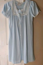 Vintage Vandemere 2 Piece Nightgown and Robe Floral Light Blue Matching Set     