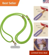 Hands-Free 6mm Rope Cross Body Strap - Kiwi Color with Gold Clasp for Active Use