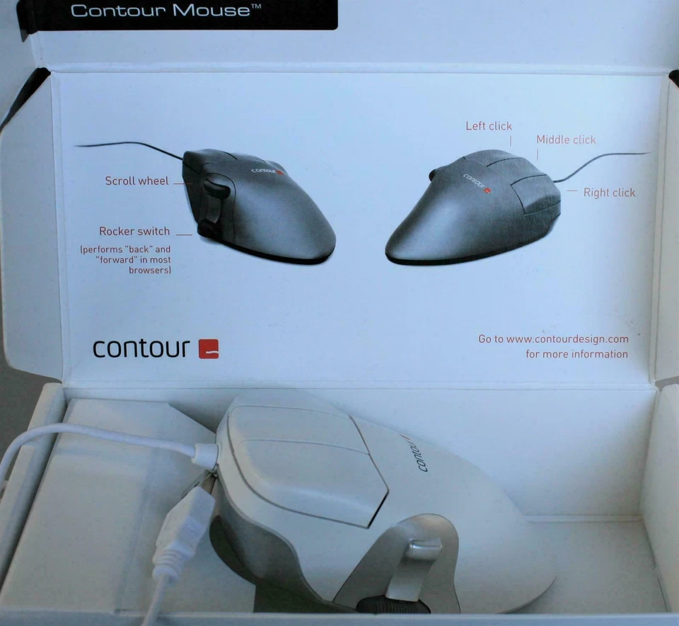 NEW Contour Design WHITE Perfit Mouse Non-Scroll Optical Ergonomic USB PMO5-M-R - Image 2 of 4